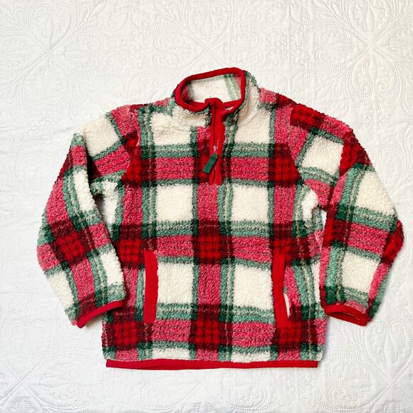 Gymboree Plaid Sherpa Fleece Half Zip Pullover Sweatshirt Size 4T - Picture 2 of 5